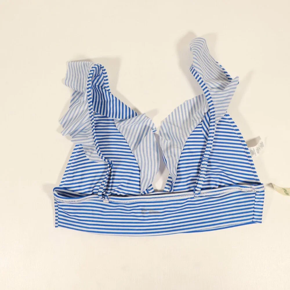 NWT Aerie Ruffle Longline Bikini Top in Blue Stripe - Picture 8 of 12